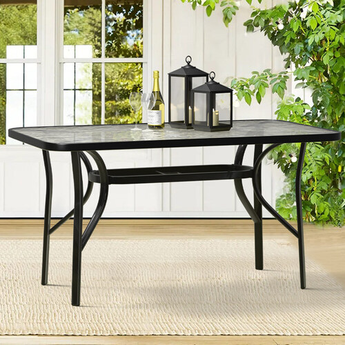 ALFORDSON Patio Dining Table Garden 140CM X 80CM Black