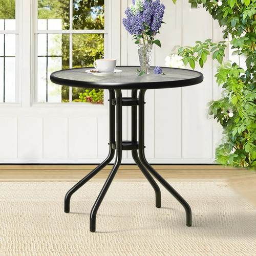 ALFORDSON Patio Coffee Side Table 60CM Black