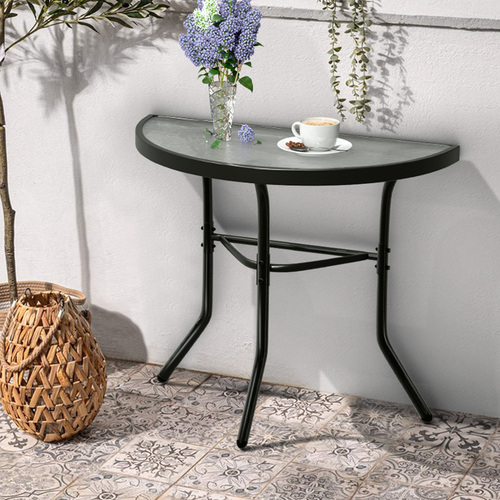 ALFORDSON Patio Side Coffee Table Garden Metal Black