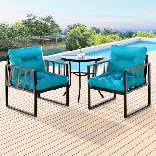 ALFORDSON Outdoor Lounge Set Patio Furniture Table and Chairs Glass Armchair