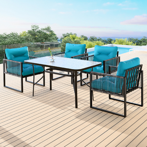 ALFORDSON 5PCS Outdoor Patio Furniture Dining Set Table Chairs Wicker Lounge