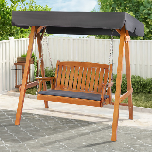 ALFORDSON Swing Chair Outdoor Furniture Wooden Garden Canopy Teak