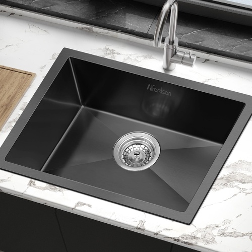 ALFORDSON Kitchen Sink Stainless Steel Drop in Flush Under Mount 600X450MM Black