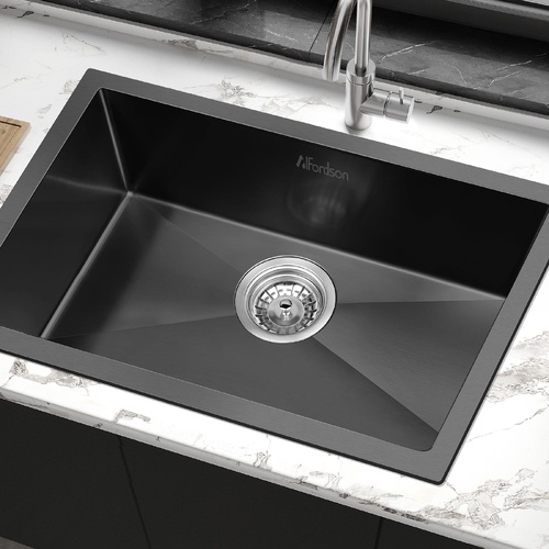 ALFORDSON Kitchen Sink Stainless Steel Drop in Flush Under Mount 700X450MM Black