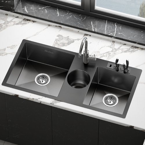 ALFORDSON Kitchen Sink Basin Stainless Steel Drop in Flush Mount 940X460MM Black