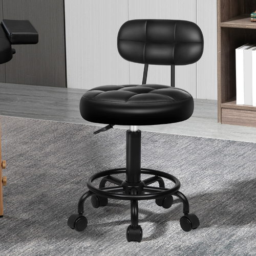 ALFORDSON Salon Stool Backrest Swivel Barber Hair Dress Chair Riley All Black