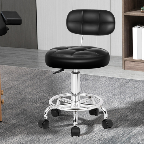 ALFORDSON Salon Stool Backrest Swivel Barber Hair Dress Chair Riley Black