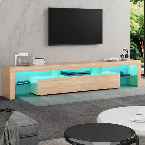 ALFORDSON Entertainment Unit TV Stand LED Light 200cm Oak