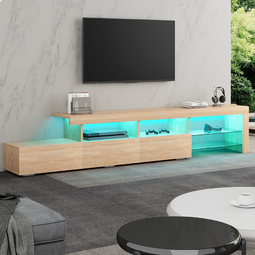 ALFORDSON Entertainment Unit TV Stand LED Light 220cm Oak