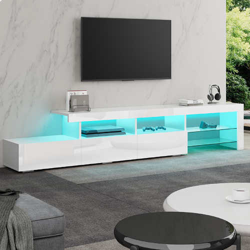 ALFORDSON Entertainment Unit TV Stand LED Light 220cm White