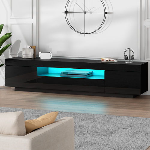 ALFORDSON Entertainment Unit TV Cabinet Stand LED 180cm Black