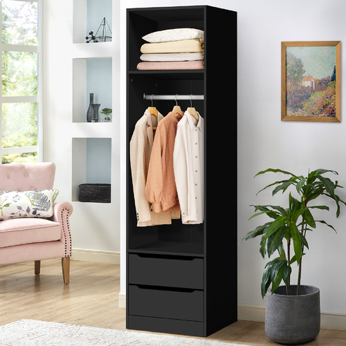 ALFORDSON Wardrobe Clothes Closet Storage Cabinet Hanging Rod Black