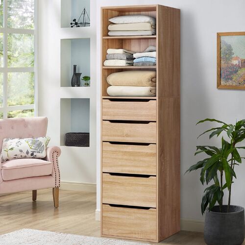 ALFORDSON Wardrobe Clothes Closet Storage Cabinet 5 Drawers Wood