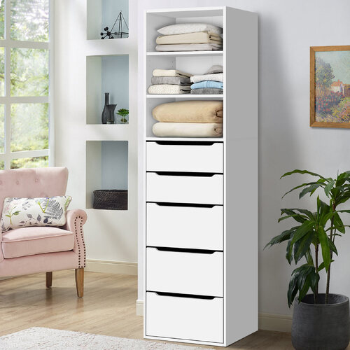 ALFORDSON Wardrobe Clothes Closet Storage Cabinet 5 Drawers White