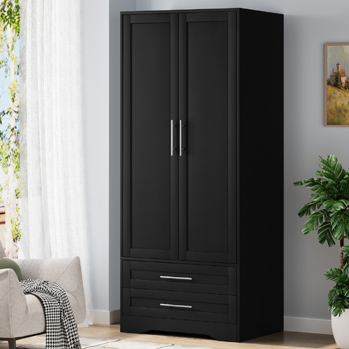 ALFORDSON Wardrobe Clothes Storage Cabinet Hanging Rod Black